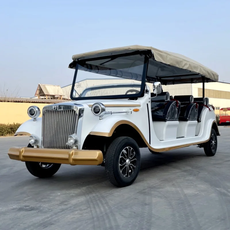 Factory Custom Vintage Tourist Sightseeing Bus 11-seat Low Speed ​​Vintage Electric Vintage Car for Amusement Park and Farm