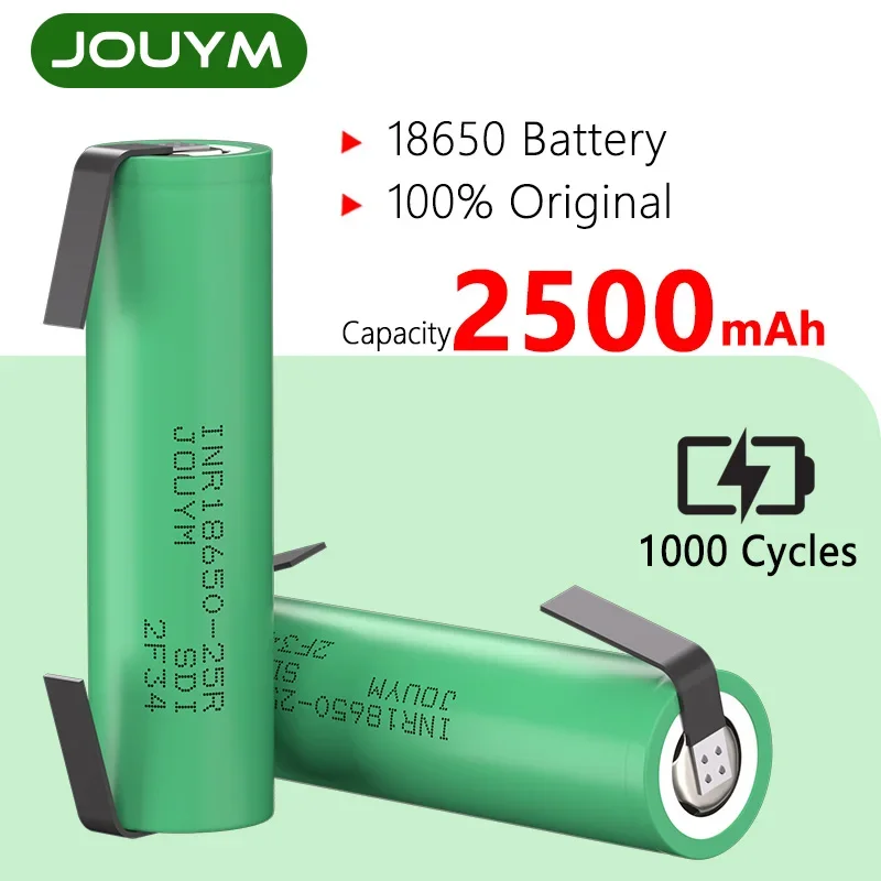 

18650 Battery Rechargeable Lithium 3.7V 2500mAh INR18650 25R battery High Discharge 20A Welding Nickel Power Batteries Cell