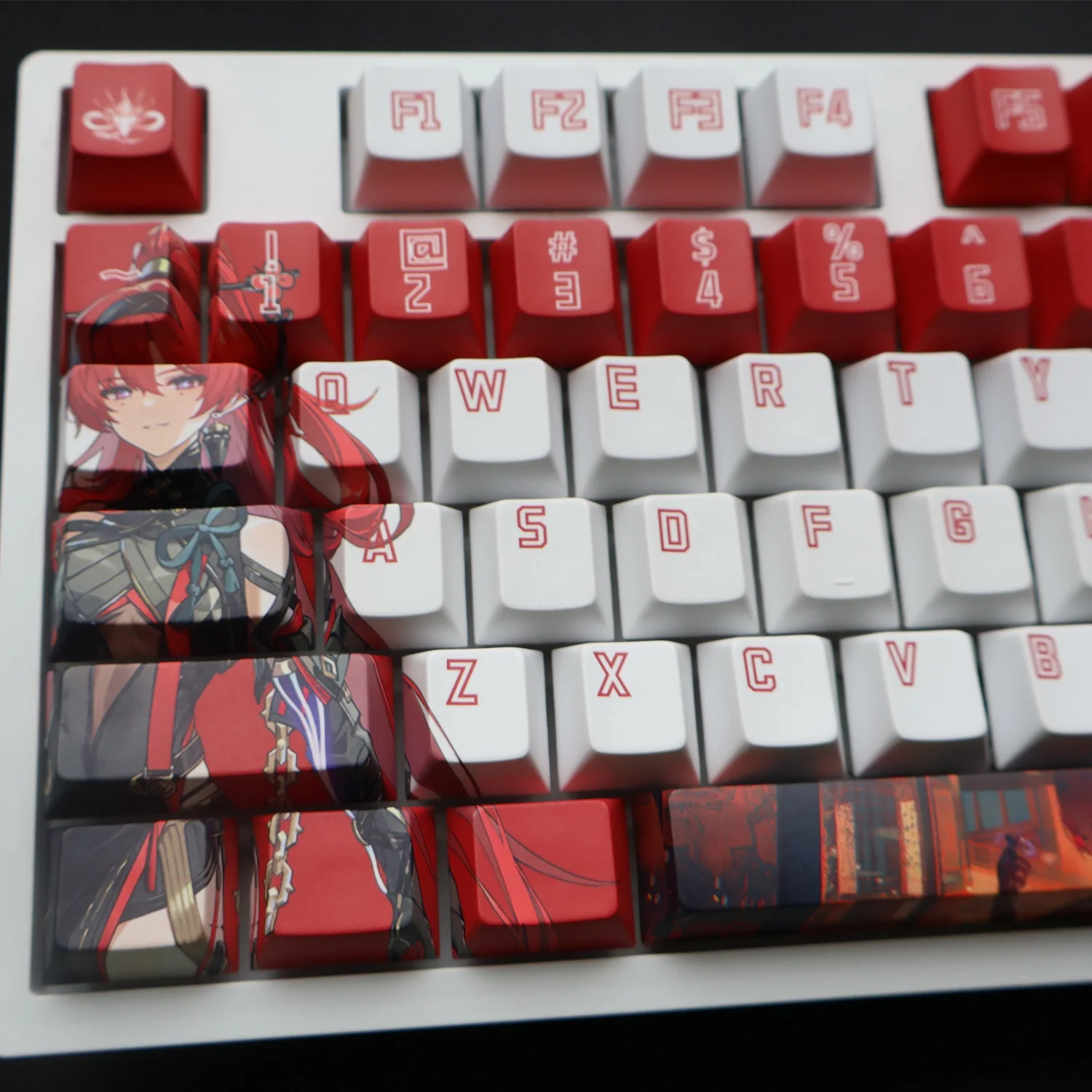 Yinlin 128 PBT Keycaps Wuthering Waves Game DYE Sublimation Key Cover Cherry Cross MX Switch Key Caps for Mechanical Keyboard