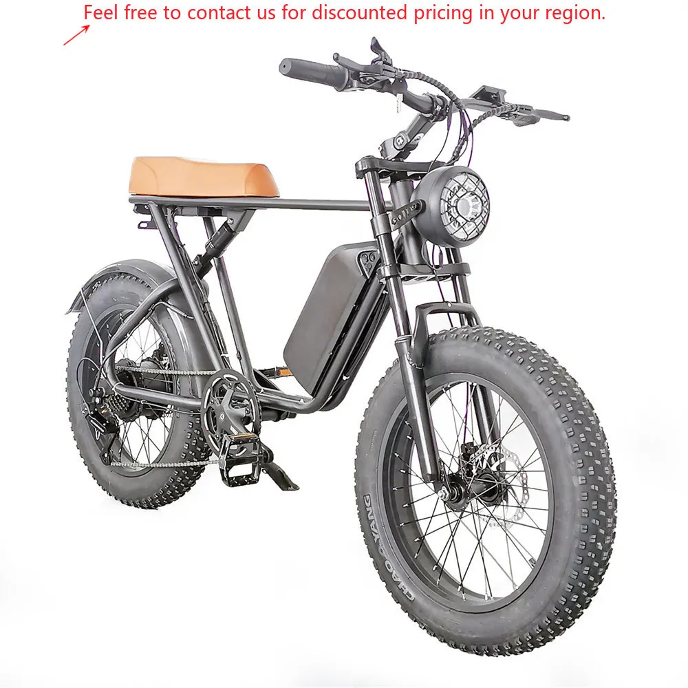 

HEZZO 48v 1000w 18Ah Long Range20 Inch Lithium Battery Fast Speed 4" Fat Tyre Tire Step Thru Electric City Bike Brown