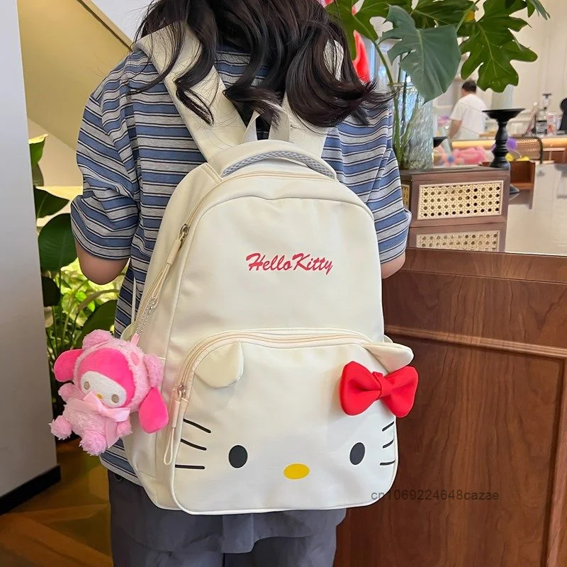 Sanrio Hello Kitty Cinnamoroll My Melody Kuromi Cute Shoulders Bag Cartoon Plush Pendant Soft Y2k Girl Fashion Commuter Backpack