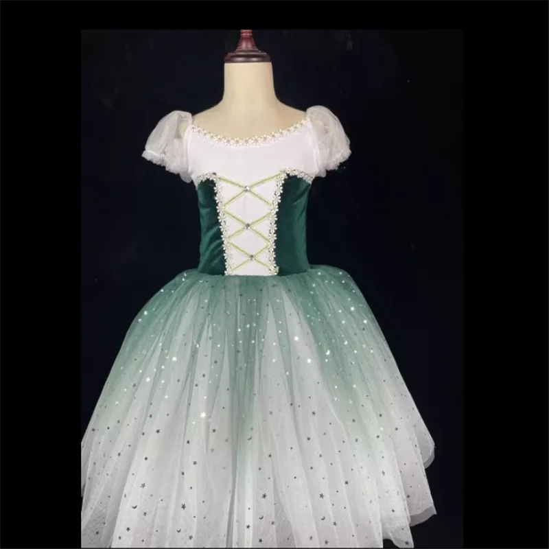 

Long Romantic Tutu Green Purple Girl Women Stage Performance Dance Ballet Costumes Dance Costumes Tutu Dance Tutu