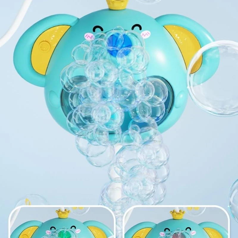 آلة فقاعات الاستحمام الكهربائية على شكل فيل: قطعة أثرية للعب المائي 2 في 1 للأطفال، مثالية لمتعة وقت الاستحمام، آمنة ومتينة
