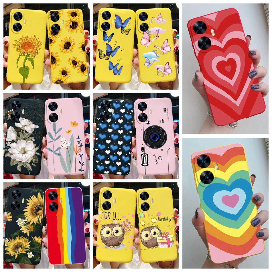 

Silicone Case for Realme C55 2023 Cute Butterfly Sunflower TPU Phone Case for Realme C55 Back Cover RMX3710 Funda RealmeC55 C 55