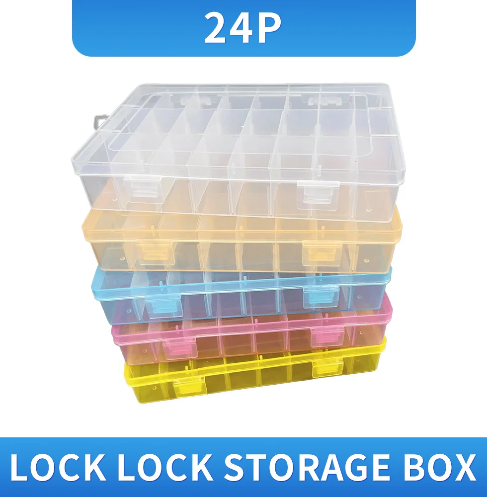 24 Slots Separable Colorful Portable Jewelry Tool Storage Box Container Ring Electronic Parts Screw Beads Organizer Plastic Box