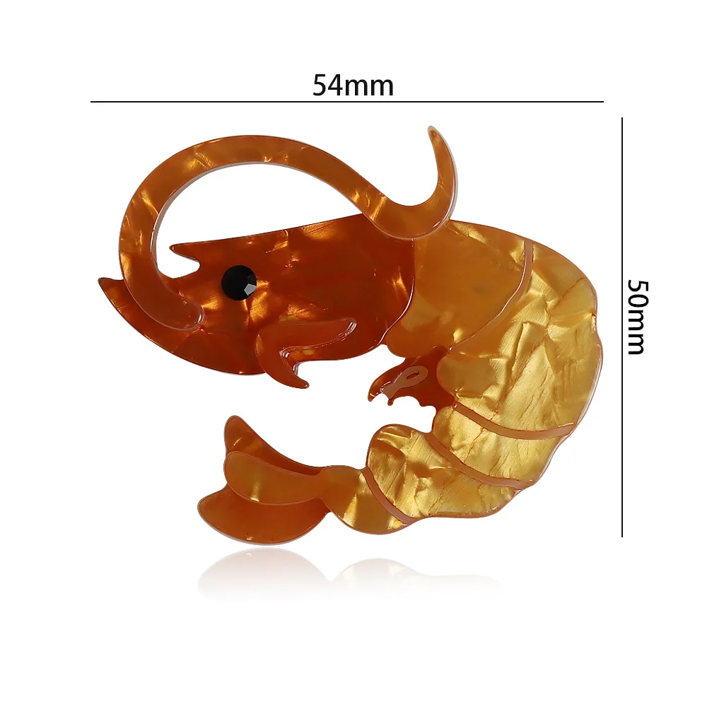 Fun Shrimp Shaped Acrylic Brooch Shell Pattern Niche Design Pin Bag Coat Pins Decorative Accessories