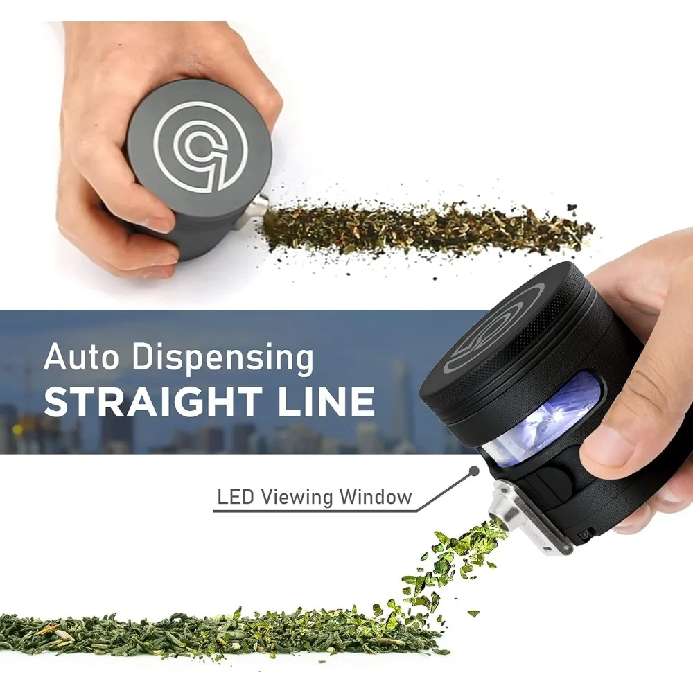 Herb Grinder Automatic Electric Herbal Spice Dispenser Large 2.5" Aluminum Alloy (Grey), For Home & Kitchen Only