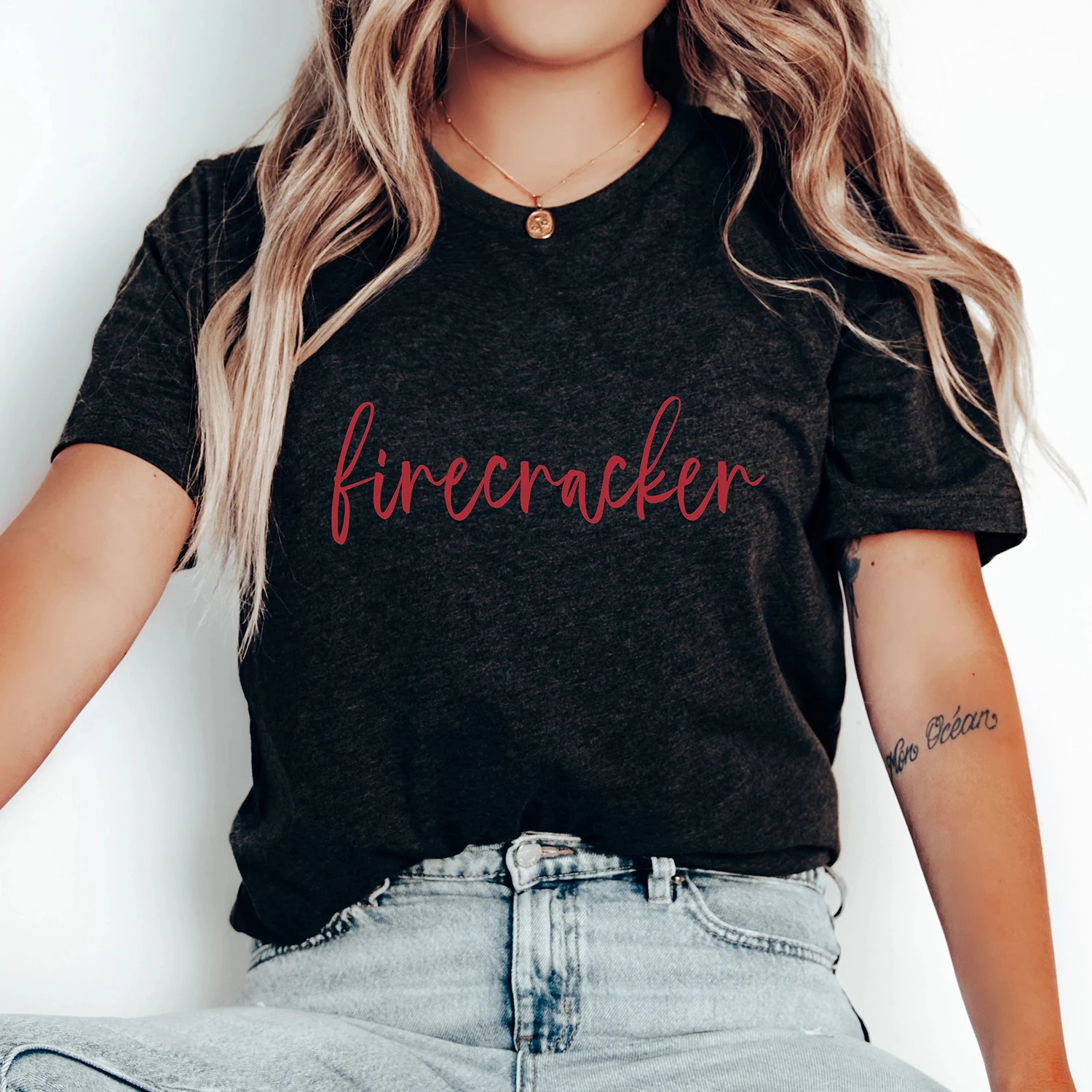 2024 New Hot Sale Fashion Summer Beach Casual Women T-shirt Firecracker Simple Slogan Femlae Shrit Stylish Individuality Tee