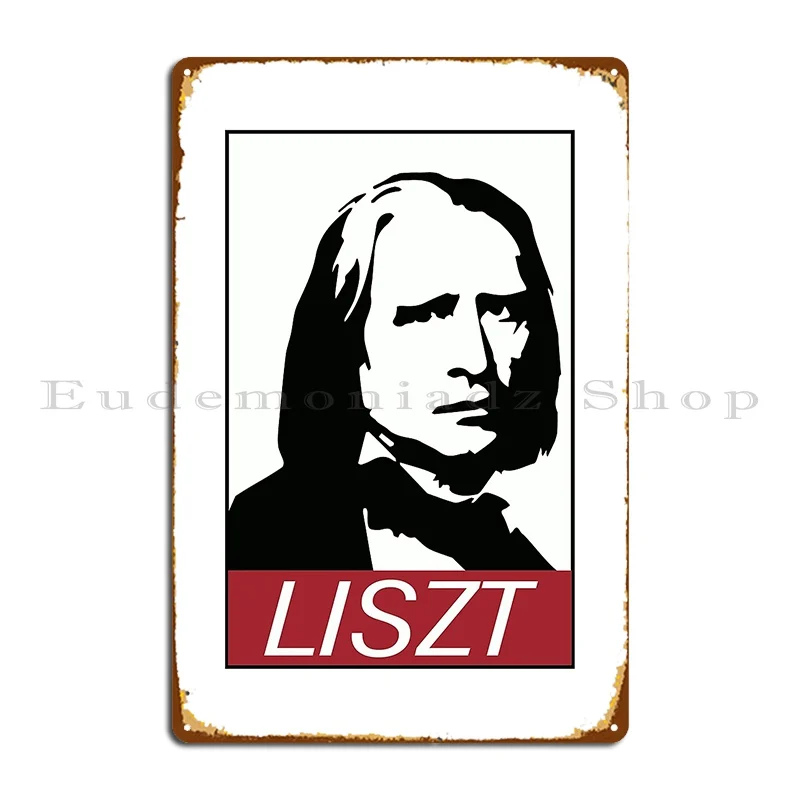 Franz Liszt T Shirt Classical Music Metal Sign Plates Create Living Room Decoration Plaques Tin Sign Poster