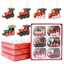 Wooden Christmas Pendant Merry Christmas Decorations Wooden Train 2024 Xmas Tree Ornament Navidad Noel Kids Gifts New Year 2025