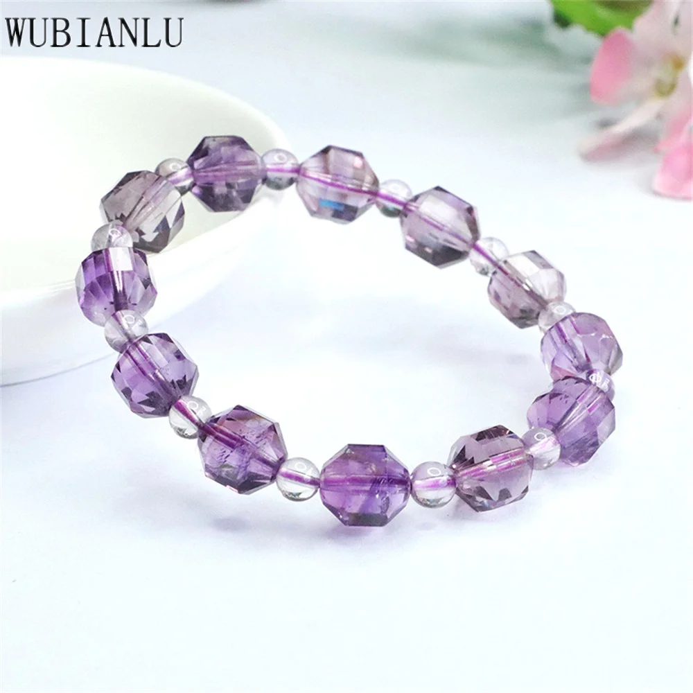 

Natural 10x11mm Amethyst Polyhedral Beads Bracelet For Women In Charm Bracelets Columnar Men's Jewelry Fashion Style Wholesale