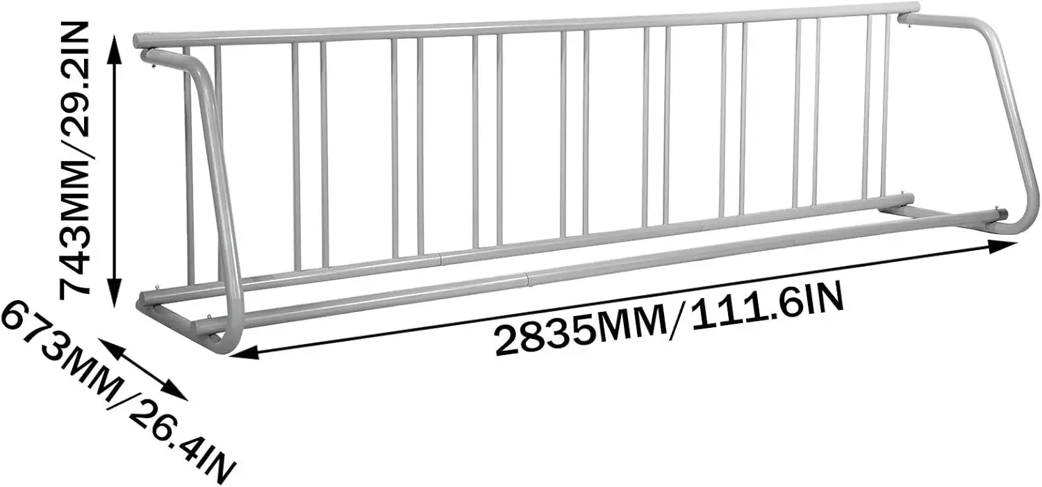 111" Length Floor Bike Rack, 9 Holders All-Steel Grid Bike Rack, Single-Side Storage Stand for Garages Streets Yards