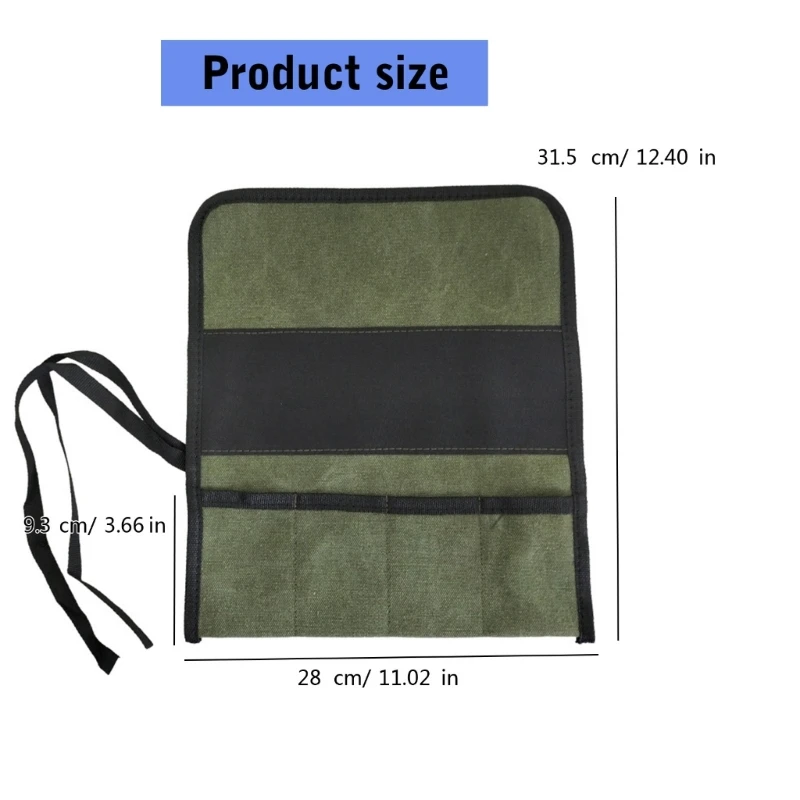 Canvas Tool Roll Up Bag with 4 Pocket Portable Carry on Workshop Storage F1CC