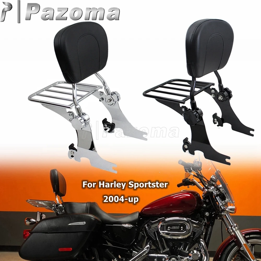 

For Harley Sporster Backrest Motorcycle Rear Luggage Rack Sissy Bar Pad Fit Forty Eight Nightster SuperLow Iron XL1200 883 04-17