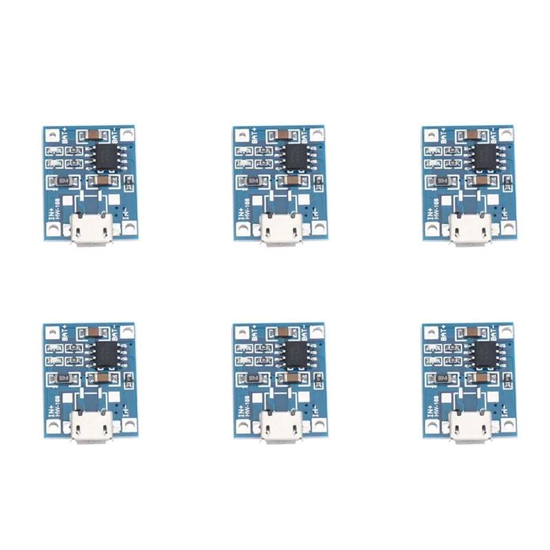 6X Micro-USB 1A Li-Ion 18650 Lithium Battery Charger Charging For TP4056 Module Board