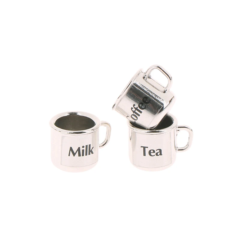 Mini taza de té y café de Metal para casa de muñecas, accesorios de cocina, juguetes de decoración para casa de muñecas, alta calidad, 1/12, 1 ud.