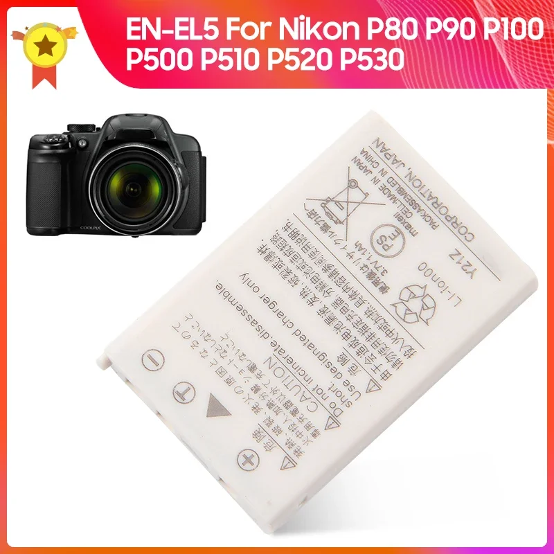 

Replacement Battery EN-EL5 for Nikon P80 P90 P100 P500 P5100 P520 P530 P5000 P6000 3700 P3 P4 S10 P510 Camera Battery 1100mAh