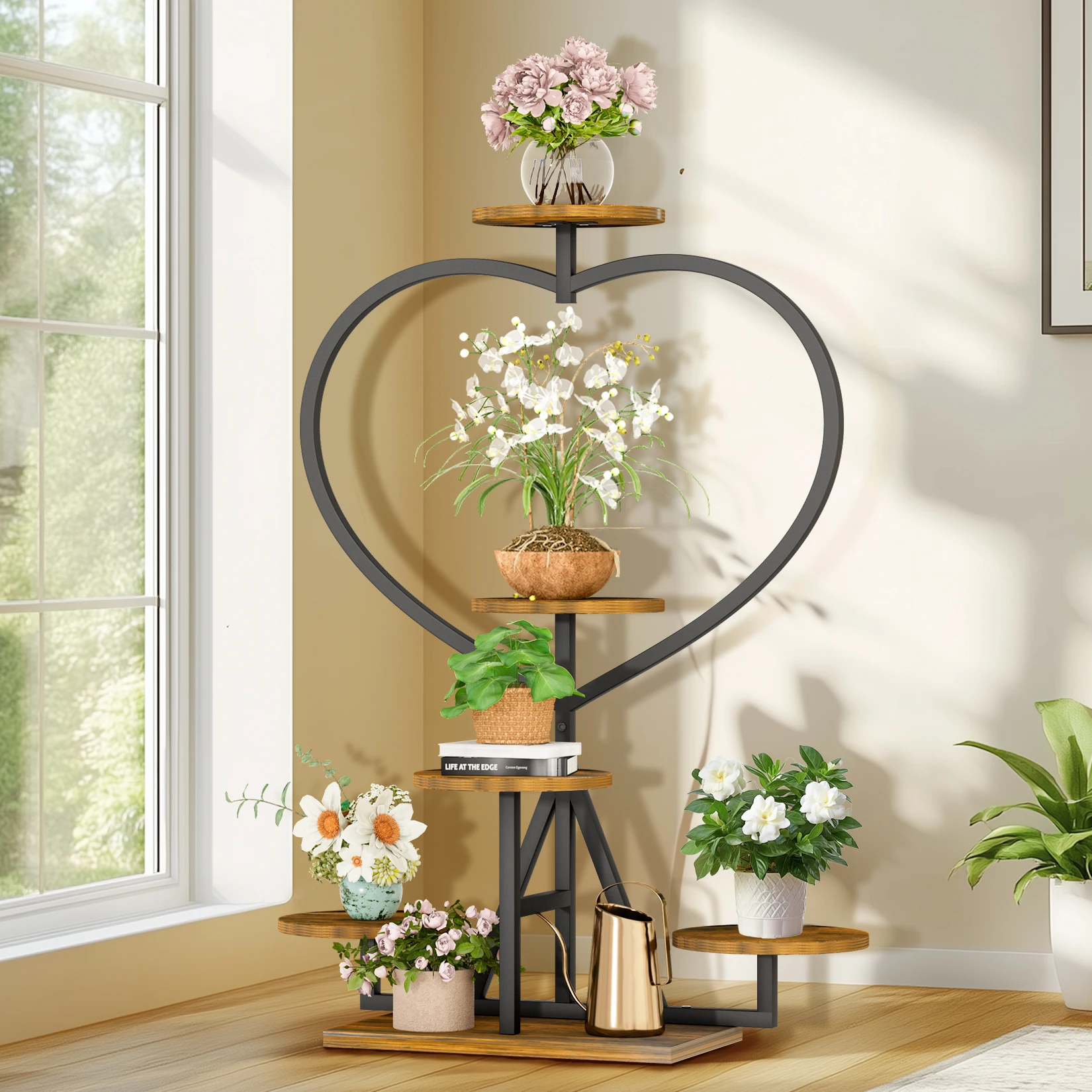 Heart Shape Metal Plant Stand 5 Tier Indoor Plant Flower Display Rack