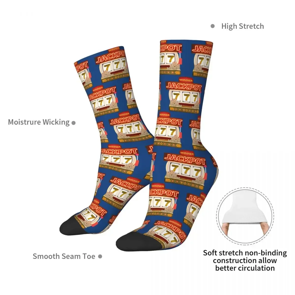 Slot Machine Jackpot Winner Socks Harajuku Sweat Absorbing Stockings All Season Long Socks Accessories for Unisex Gifts