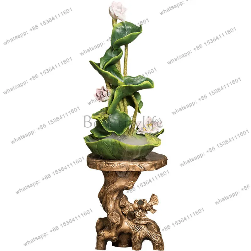 New Chinese-style floor-to-ceiling running water fountain ornament home jewelry decorative lotus leaf running water