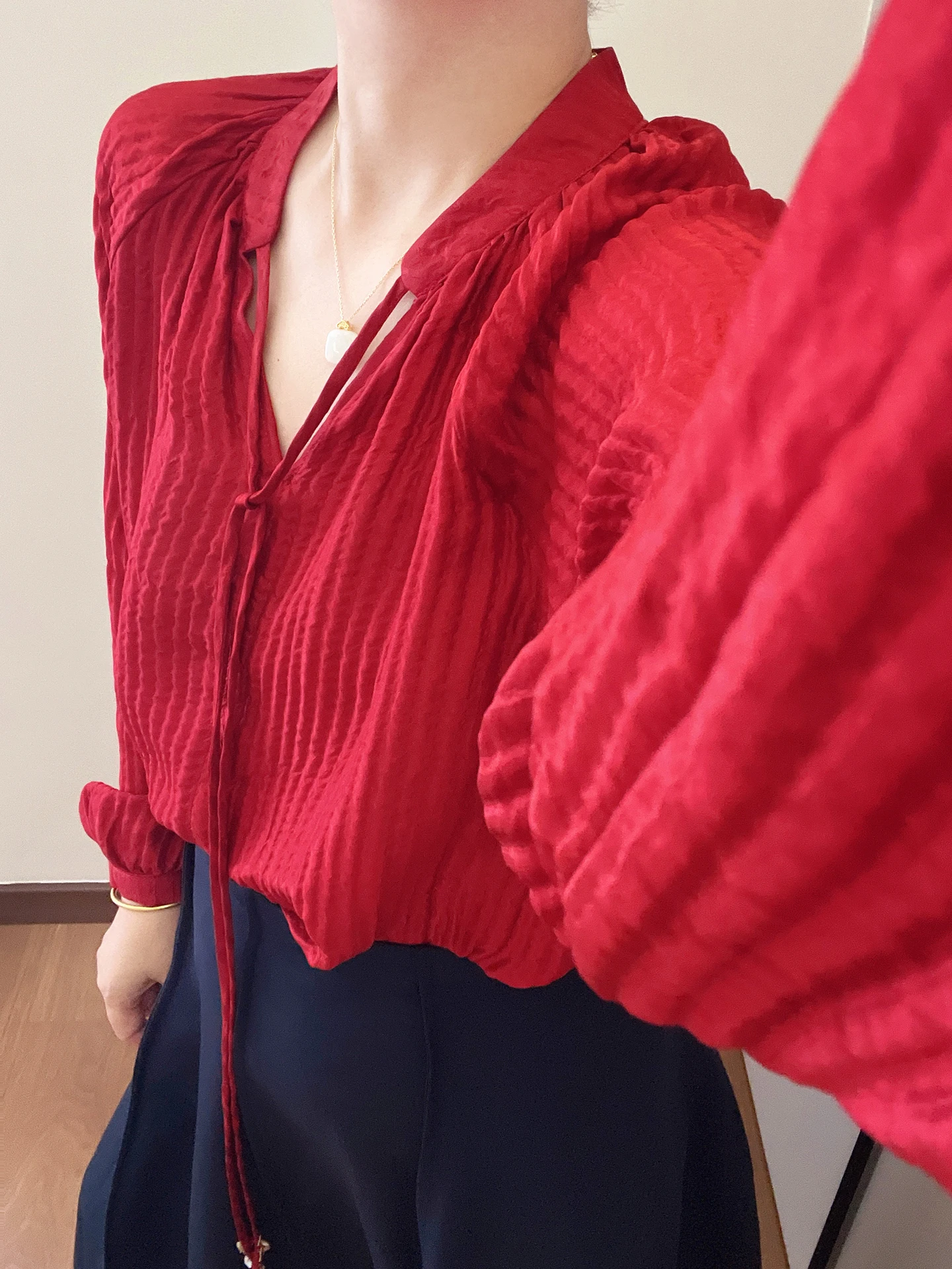 

Шелковая блузка с длинным рукавом и поясом, прямого кроя, с V-образным вырезом, из тонкой сетки, для девочек, осенний сезон