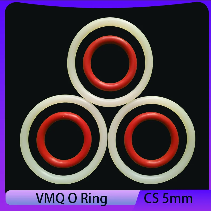 

Red White Food Grade VMQ O Ring Gasket CS 5mm OD 15mm ~ 155mm Waterproof Washer Round O Shape Silicone Rubber Seal Ring 5/10pcs