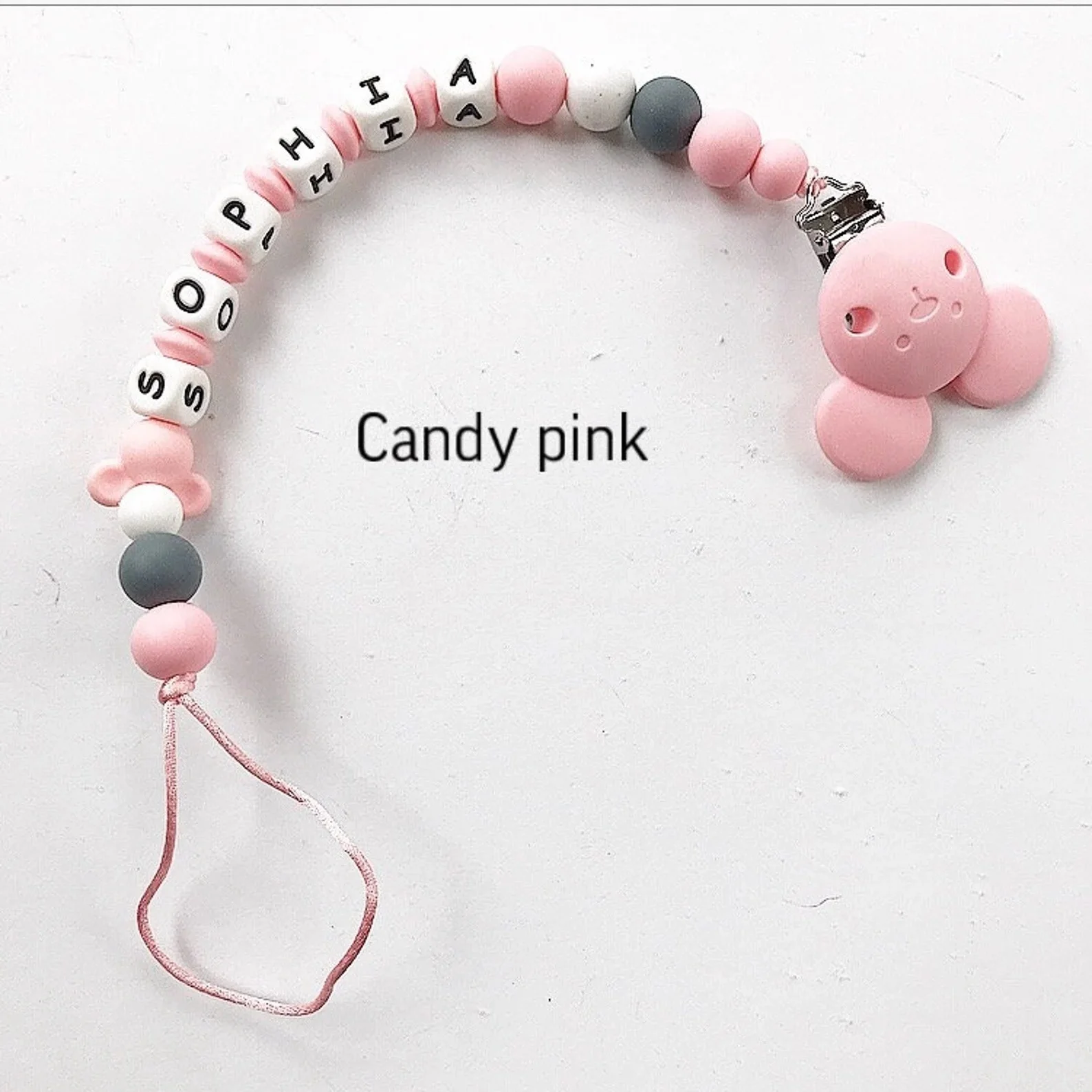 사용자 정의 이름 실리콘 맞춤형 아기 젖꼭지 체인 더미 젖꼭지 홀더 가드 Teether 펜던트 신생아 샤워 선물