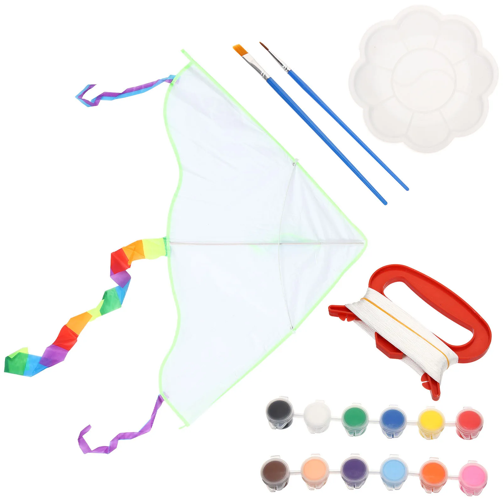 

1 Set Diy Material Kit For Kids Blank Painting Outdoor Wind Flying Portable Lightweight Educational Activity Children