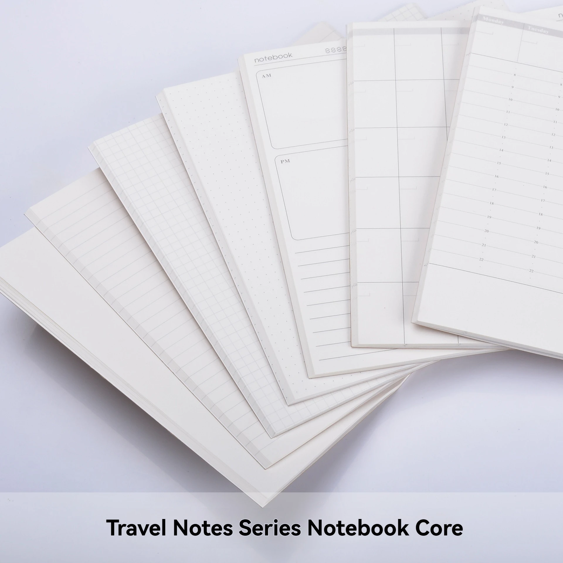 Kraft Paper Cover Refill Notebook Insert, 4 Sizes Blank/Lined/Grid/Dot Grid Journal Refill Pages for Travelers Notebook, Pocket