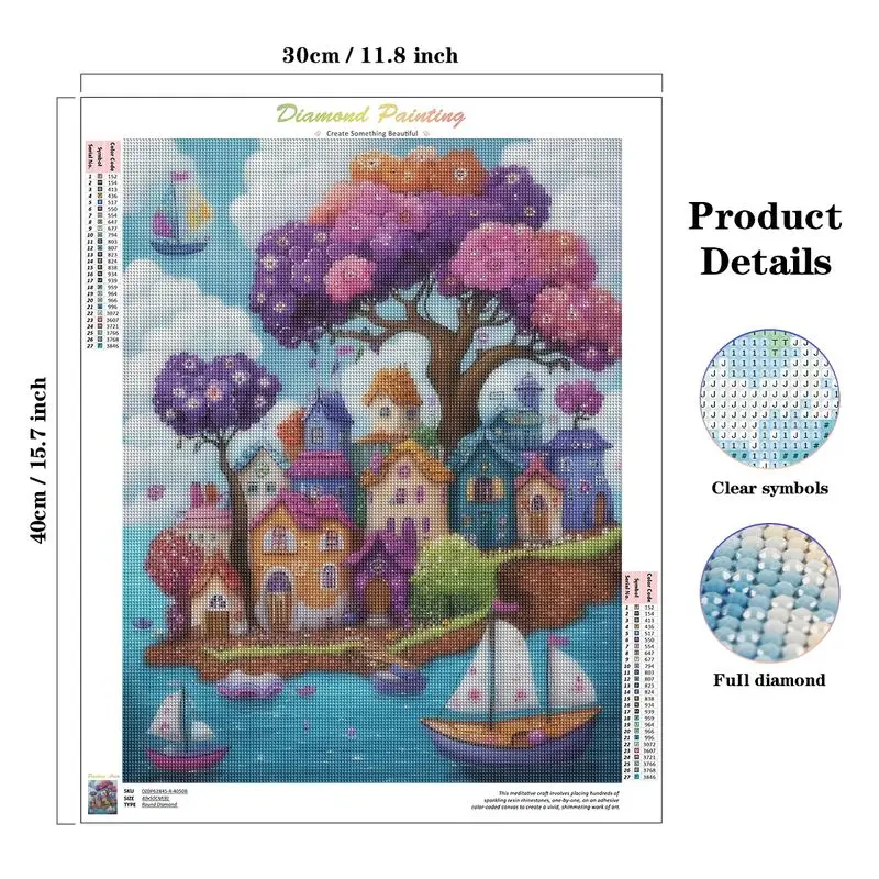 CHENISTORY Diamond Painting Cartoon Landscape 5D DIY Full Square Round Diamond Embroidery Cross Stitch Kit Home Decor Gift view 2