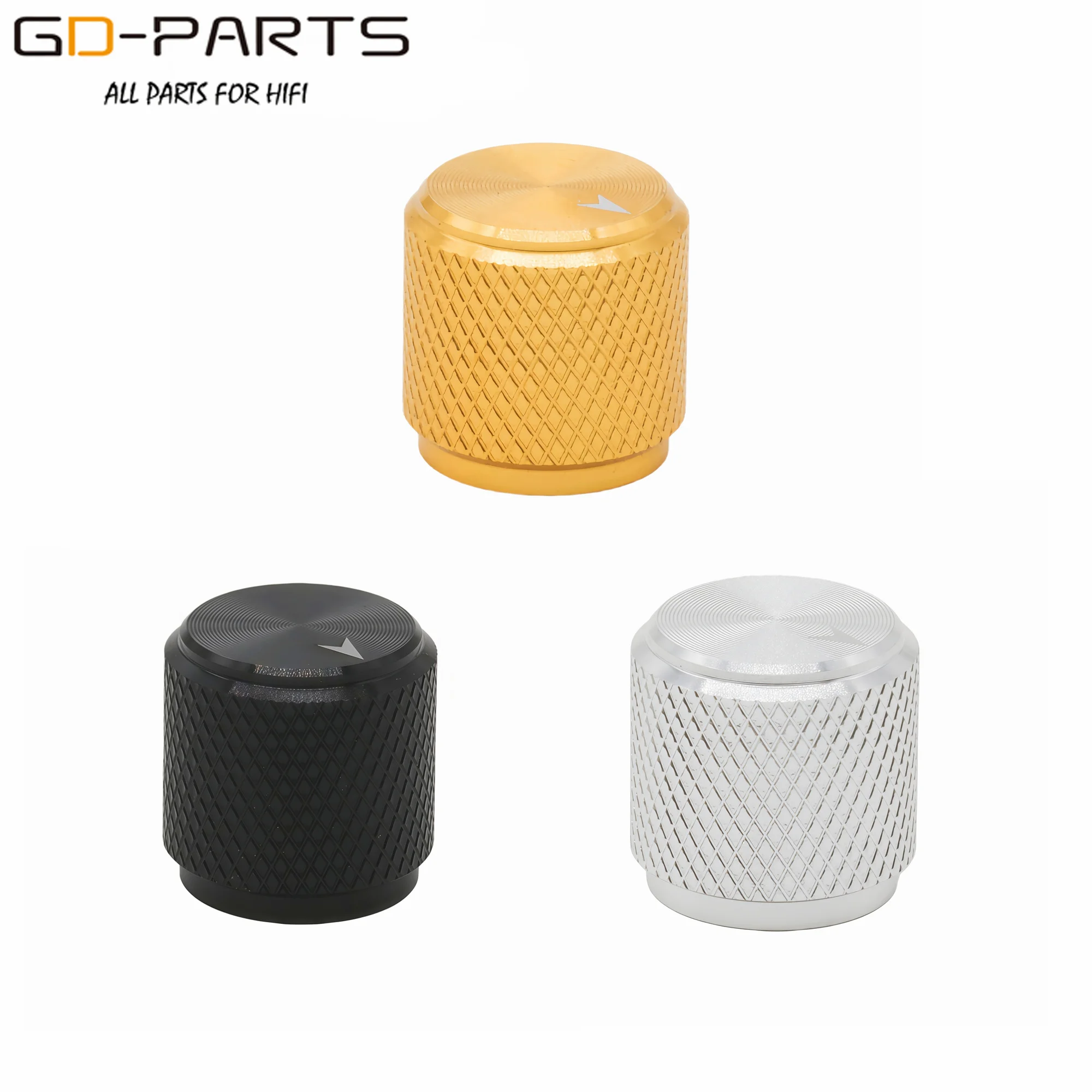 

10PCS Solid Guitar AMP Effect Pedal Cabinet Aluminum Knob Button 13x13mm 6mm Shaft Hole CNC Machined Silver Black Golden