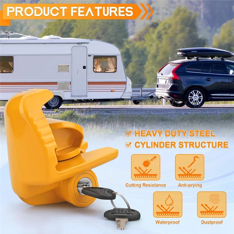 

Trailer Hitch Lock Universal Size With 2 Keys, Heavy Duty Steel Trailer Locks For Vehicles, Trailers, Boat And RVS-ABQF