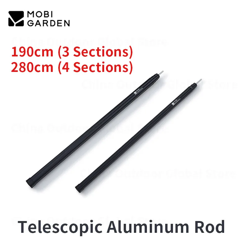 MOBI GARDEN Outdoor Camping Awning Pole 190cm/280cm Aluminum Alloy Tent Support Pole Telescopic Adjustable Rod Tent Accessories