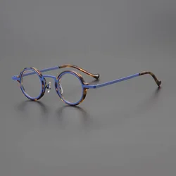 Vintage titanium acetate glasses frame Men women ultralight personality round optical glasses frame myopia prescription glasses