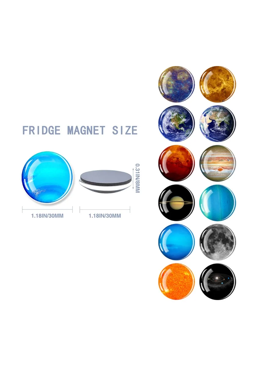 1pc Mars Venus Mercury Saturn Planet Fridge Magnet 30MM Glass Magnetic Refrigerator Stickers Gift for Astronomy Enthusiasts