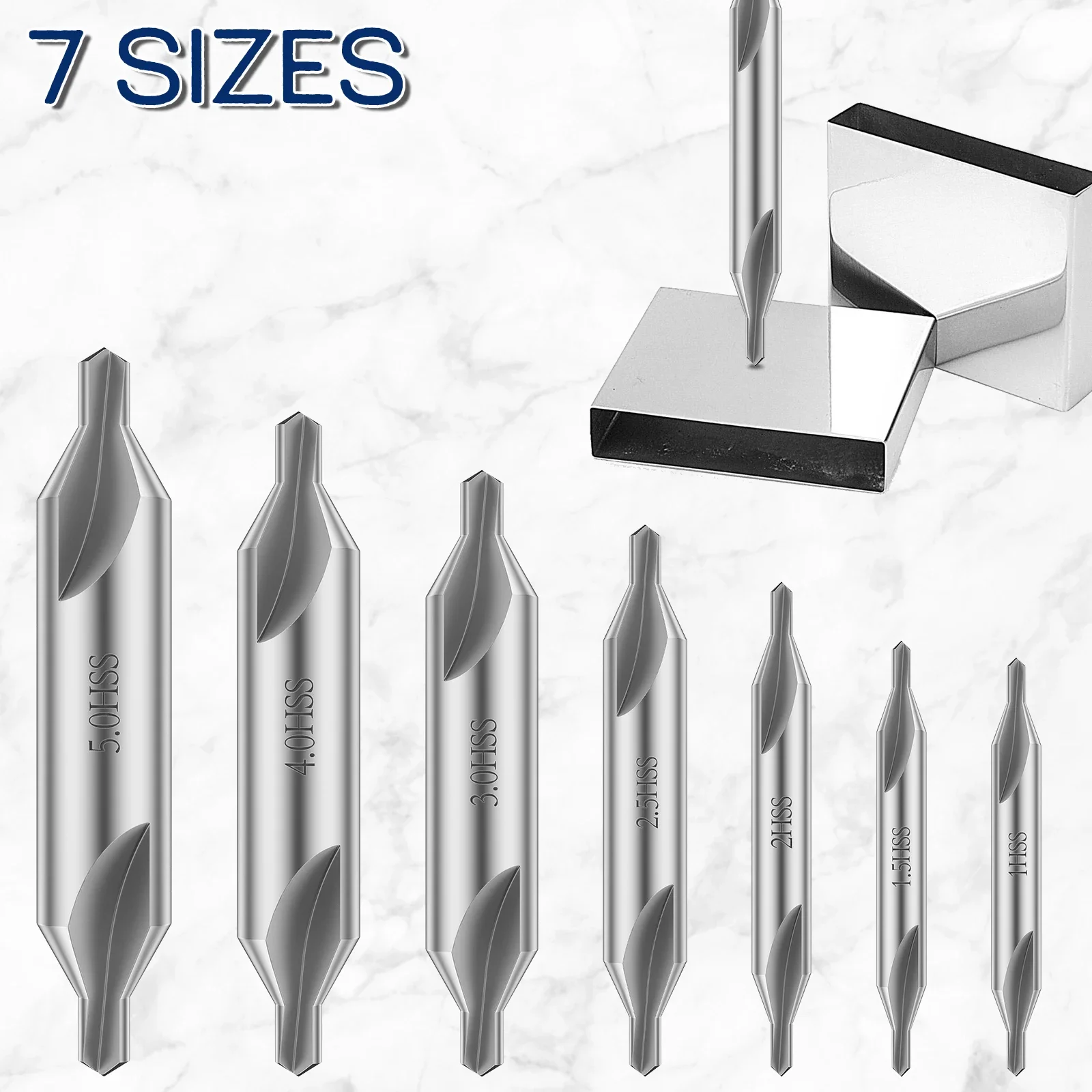 

7Pcs HSS Center Drill Bits Set Combined Center Drills 60 Degree Countersinks Angle Bit Set 1/1.5/2/2.5/3/4/5mm For Lathe Working