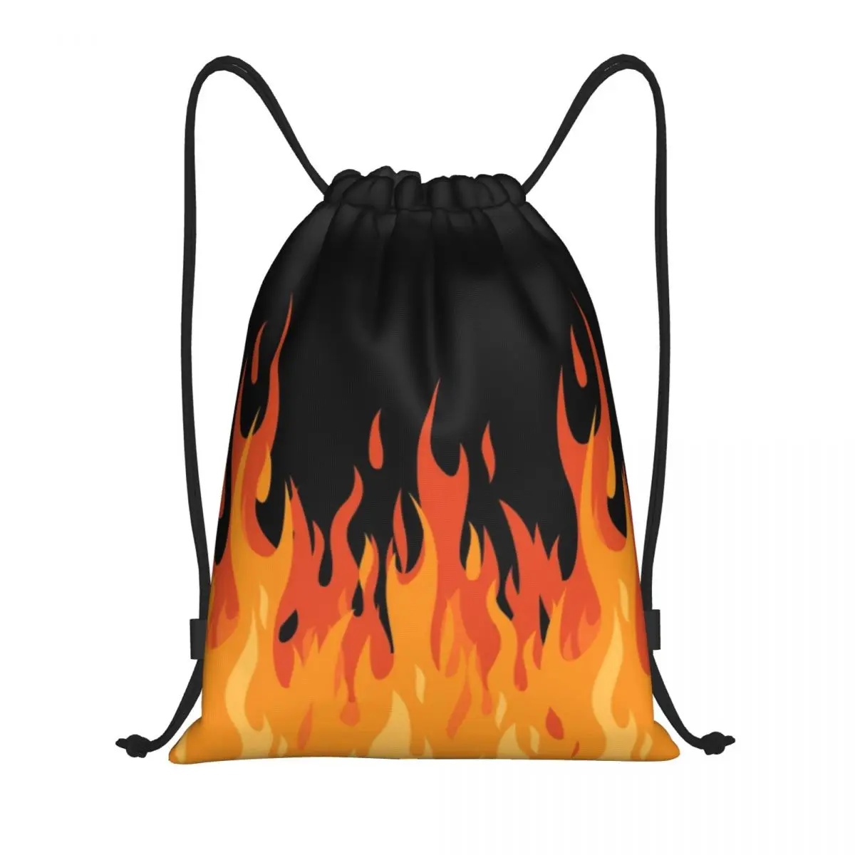 Custom Big Fire Orange Flames Drawstring Bag para treinamento, mochilas de ioga para mulheres e homens, Vintage Burning Flame Sports Gym Sackpack