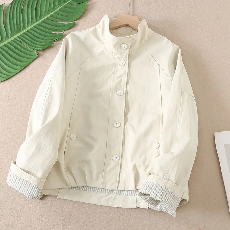 

Корейское пальто-кардиган с воротником-стойкой, приталенное, в стиле Джокер, женское, новинка ранней весны 2026, свободный крой, в западном стиле, повседневная куртка