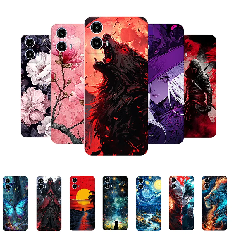 

For Moto G34 Case Flowers Wolf Soft TPU Silicone Phone Cover for Motorola Moto G34 5G G 34 Coque MotoG34 Shockproof Fundas