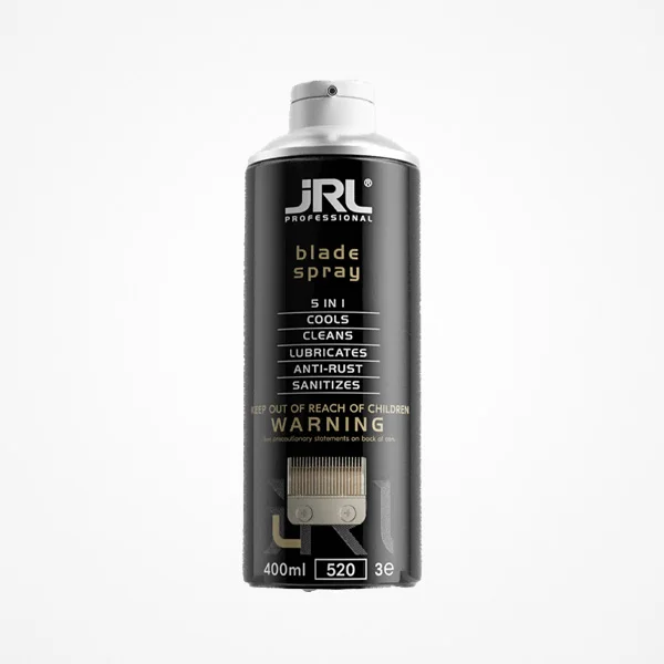 JRL - BLADE SPRAY 5 EN 1· 400 ML Spray 5 en 1 altamente eficaz que proporciona un enfriamiento inmediato, lubricación y limpieza del juego de cuchillas, garantizando así protección contra la
