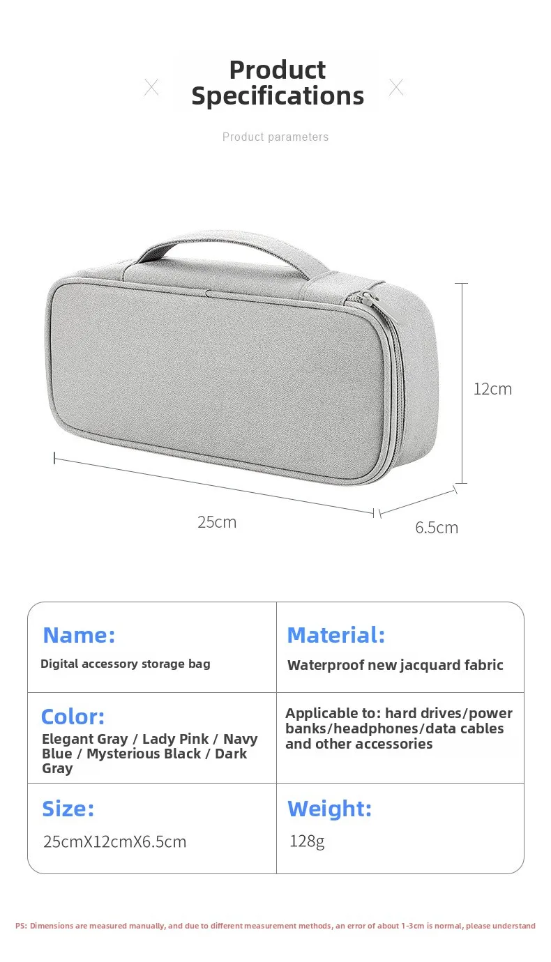 Aufbewahrungstasche für digitales Zubehör, große Kapazität, Kabel-Organizer-Tasche für Telefon, Powerbank, USB – Detail 3