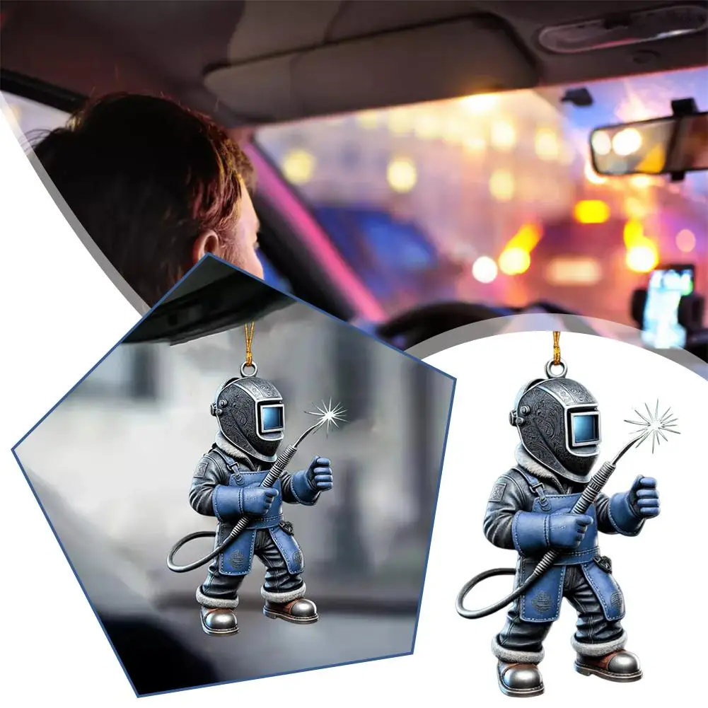 1PC Welder Christmas Hanging Ornament Room Decor DIY Christmas Tree Decor Key Chain Backpack Blue-collar Worker