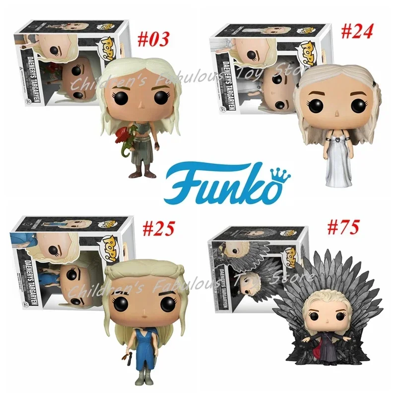 FUNKO POP El más nuevo juego temático Trono Daenerys targaryen # 03 # 24 # 25 # 75 figuras de acción de vinilo, juguetes para niños, regalo