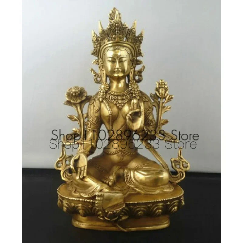 

Tibetan Buddhism Copper Green Tara God Godness Kwan-yin Buddha Statue