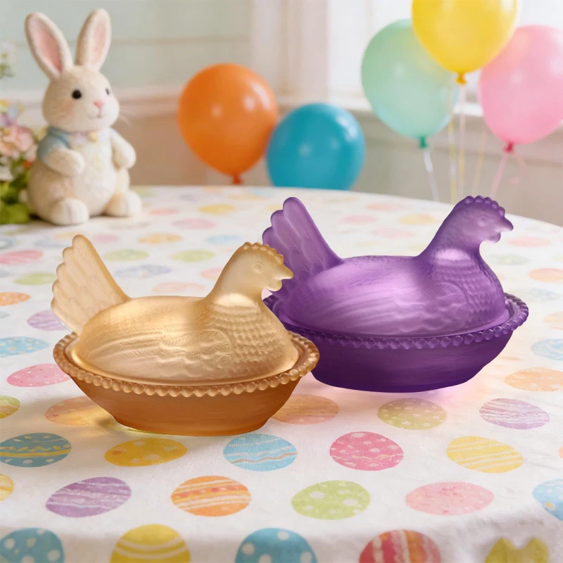 Plastic Candy Dish With Lid Hen-Shaped Chicken Fruit Bowl Dessert Snacks Plate Retro Bowl Jar For Home Office Tabletop Decor