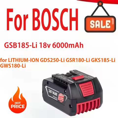 18v Rechargeable Batteries For BOSCH 18V Performance 6.0Ah LITHIUM-ION GDS250-Li GSR180-Li GKS185-Li GWS180-Li GSB185-Li Battery
