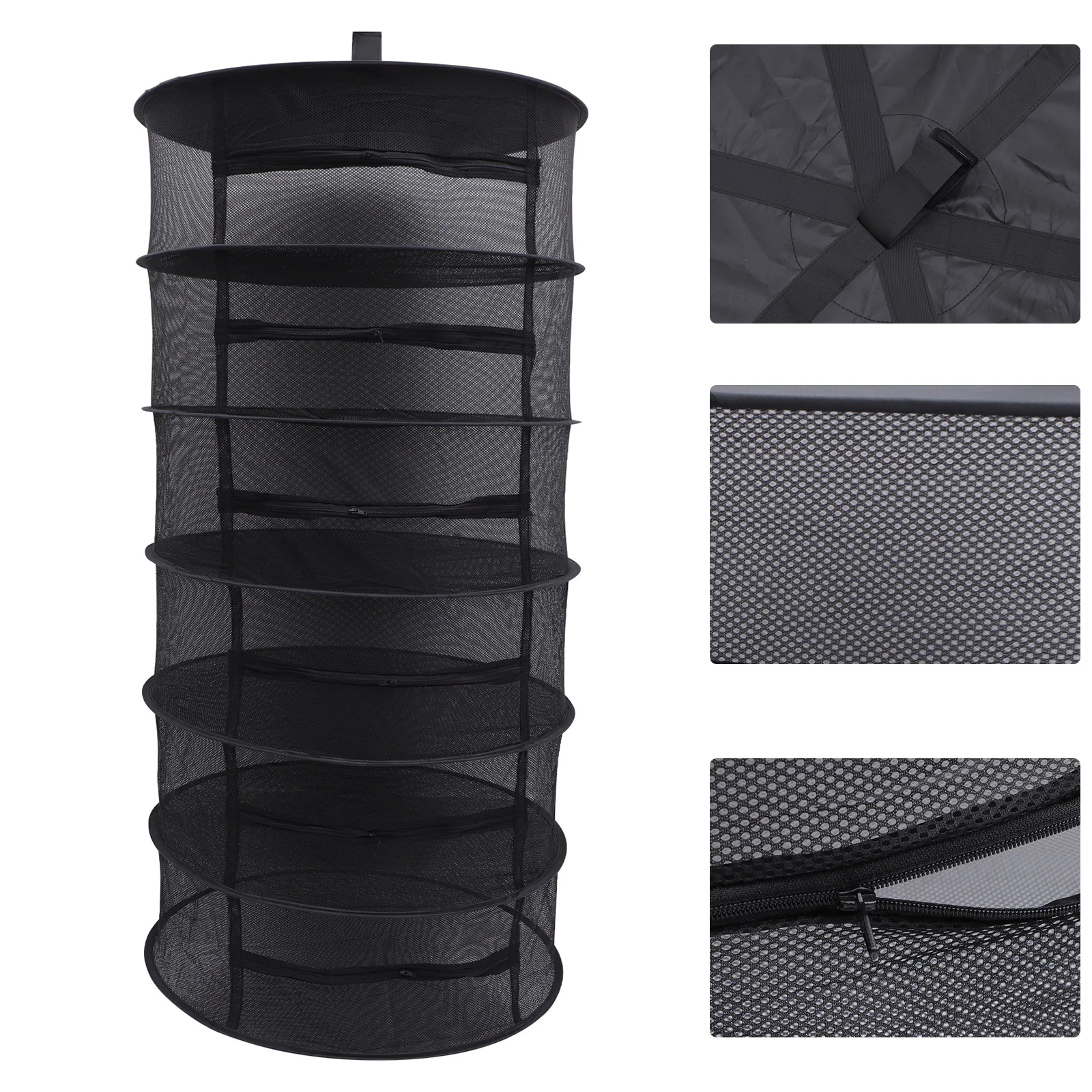 

Foldable Drying Rack Net Large Black Mesh Shelf Outdoor Herb Dryer Vegetables Fish Sturdy Quick Dry Separate Layers Garden
