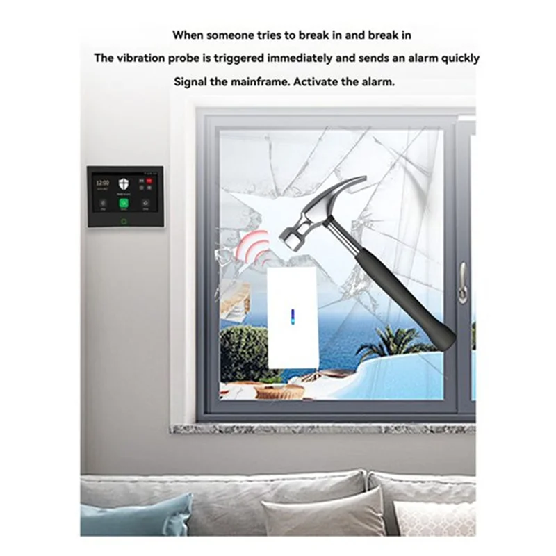 N93R 5Pcs 433Mhz Wireless Vibration Glass Break Detector Adjustable Sensitivity Compatible With Alarm Systems