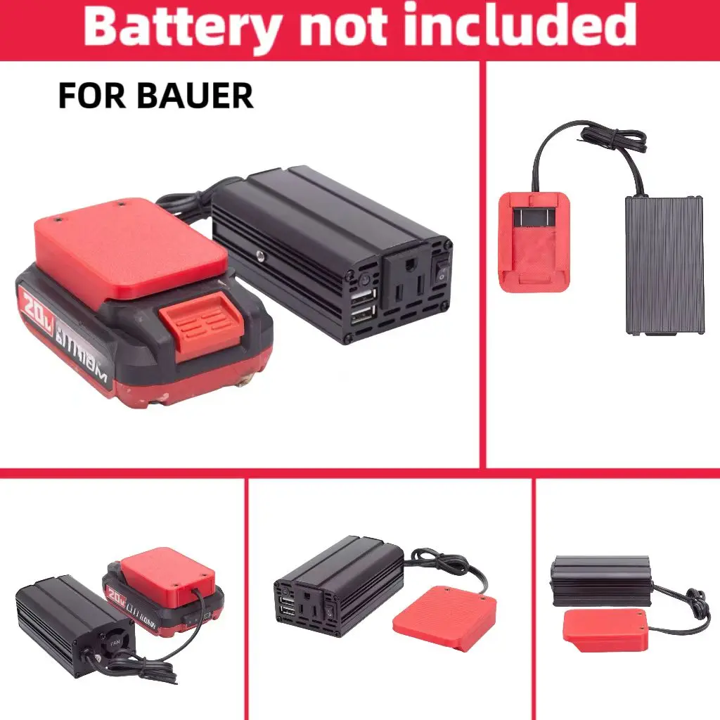 200W Portable power Converter Inverter Generator For Bauer 20v Lithium Batteries  Inverter Portable Power Station w/USB