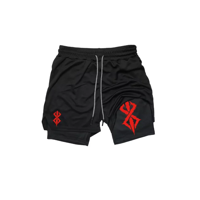 Quick drying, breathable, gym, training, running, casual, performance, pocket print, 2-in-1, summer men's sports shorts M-3XL